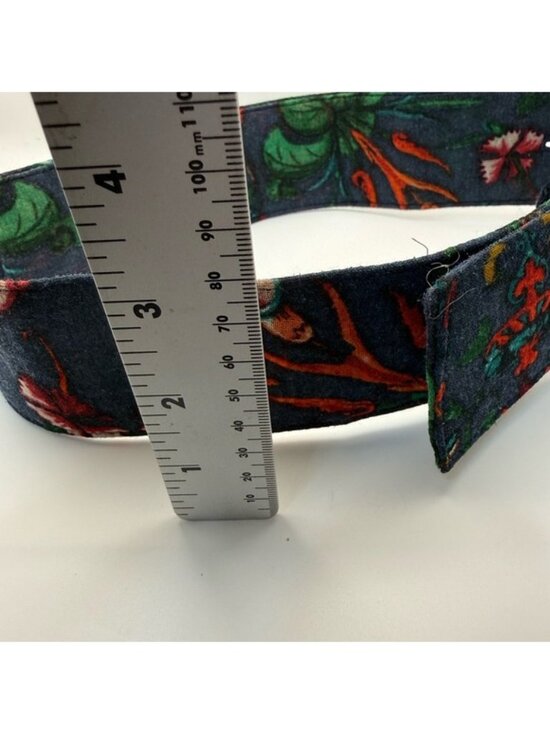 Samantha Sung Floral Fabric Belt Size 2 Statement Buckle Blue Multi Designer main image 7